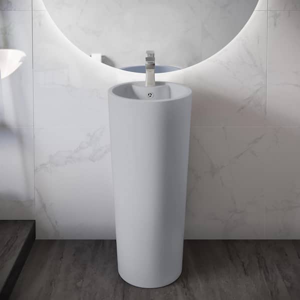 Swiss Madison Monaco Ceramic Round Basin Pedestal Sink in Matte Grey