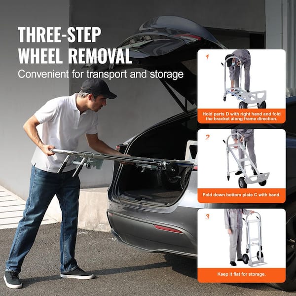 Aluminum Hand Truck, 2 in 1,800 lbs. Load Capacity, Heavy Duty Industrial Convertible Folding Hand Truck 2025 update