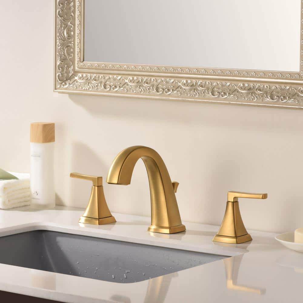 Brushed Gold Stainless Steel 2-Handle Bathroom Faucet with Drain Assembly