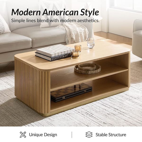 JAYDEN CREATION Ernesto 47.5 in. Modern Oak Rectangle Wood Coffee