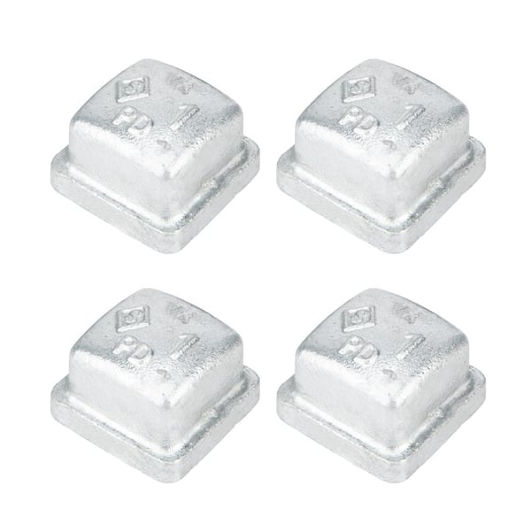 PIPE DECOR 1 in. Galvanized Iron Square Cap (4-Pack)