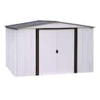 Newport 10 ft. x 12 ft. 2-Tone Eggshell and Coffee Galvanized Metal Shed with Sliding Lockable Doors