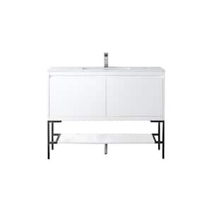 Mantova 47.3 in. W x 18.1 in. D x 36 in. H Single Bathroom Vanity Glossy White and Glossy White Composite Stone Top