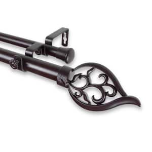 Flora 160 in. - 240 in. Adjustable 1 in. Dia Double Curtain Rod in Mahogany