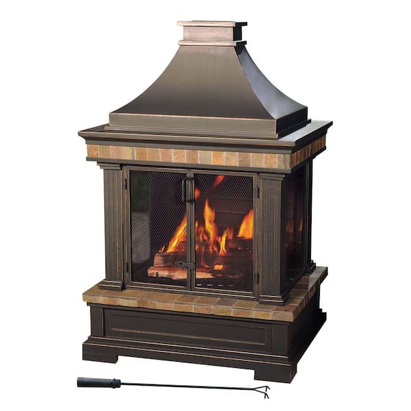 Sunjoy Amherst 35 in. Wood-Burning Outdoor Fireplace