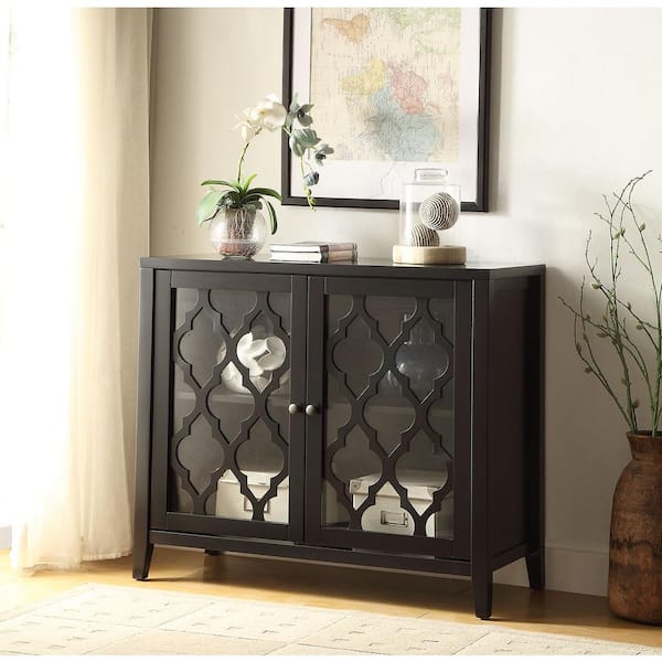 Acme Furniture Ceara 15 in. Rectangle Black Wood Desk with Shelf and Storage