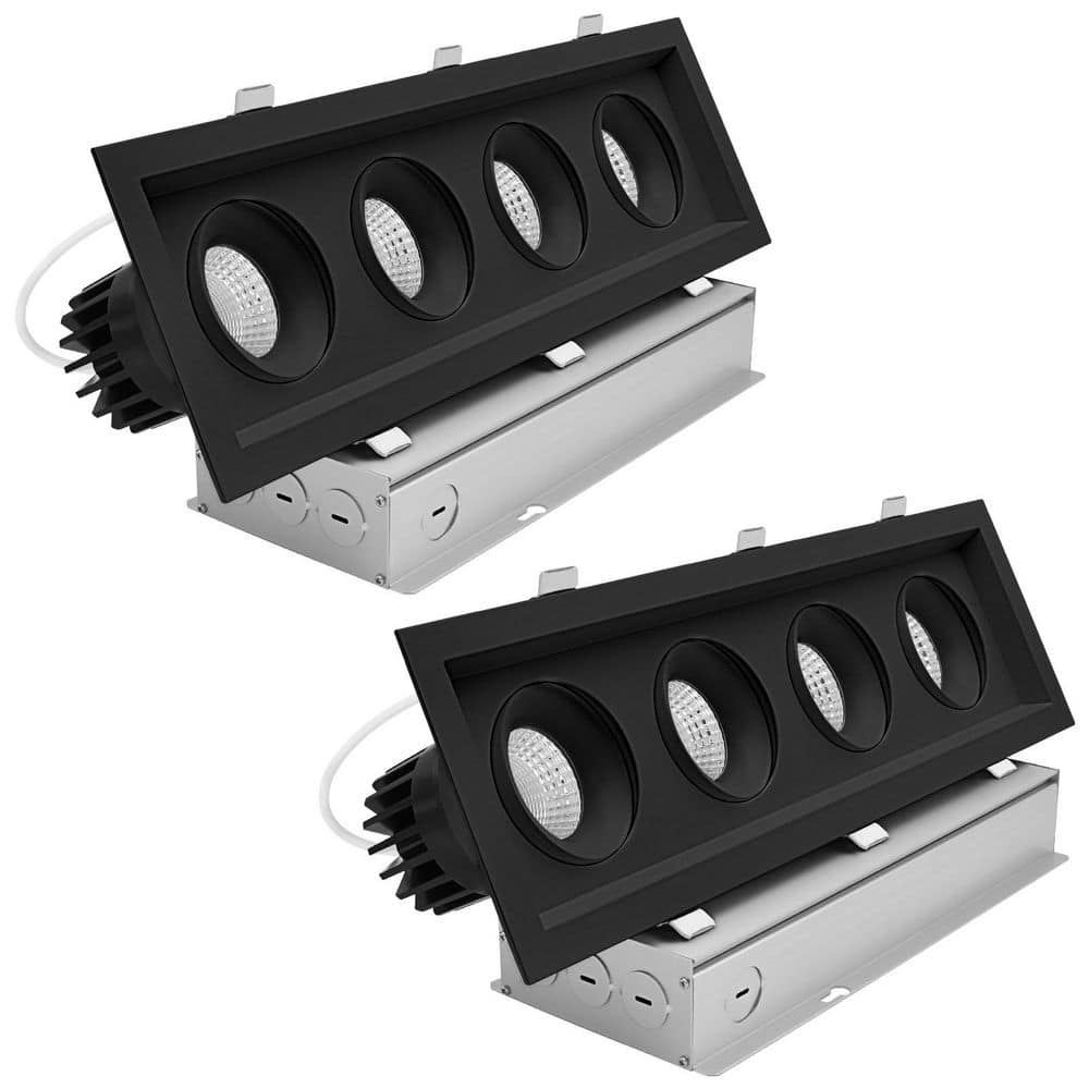 4-Head Integrated LED Rectangular Black Regressed Gimbal Recessed Light Trim 360°+15° Swivel 5CCT 60W 4000LM 2 Pack price history on PriceWatchPro