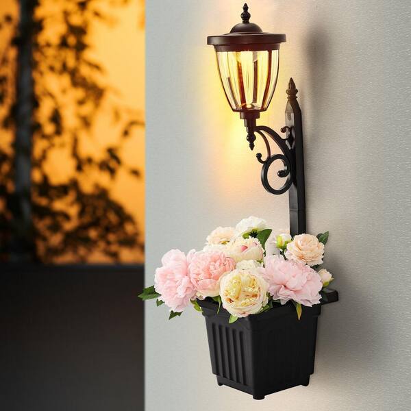 Kambria 29 in. Black Multi-Function Outdoor Solar Lamp Post and Planter Kambria 29 in. Black Multi-Function Outdoor Solar Lamp Post and Planter