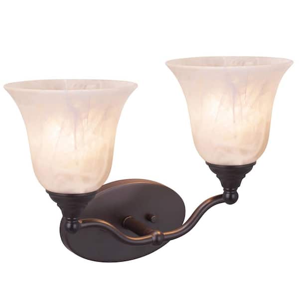 Aspen Creative Corporation 2-Light Oil Rubbed Bronze Vanity Light with Frosted Glass Shade