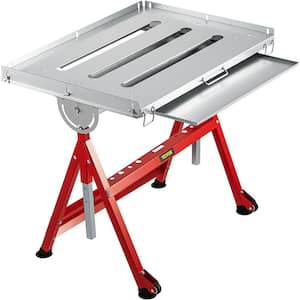 Folding Welding Table 31 in. x 23 in. Steel Industrial Workbench with 400 lbs. Load Three 1.6 in. Slots Adjustable Angle