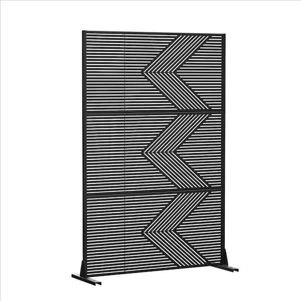 PexFix 72 in. x 47 in. Outdoor Galvanized Metal Decorative Garden Fence in Chevron Pattern in Black