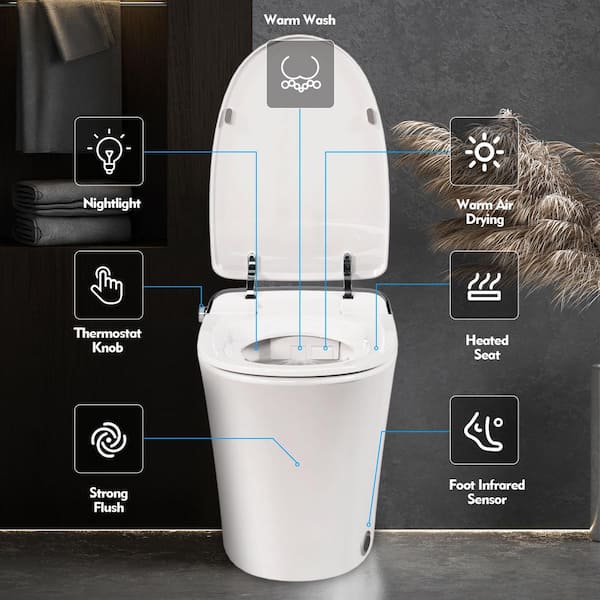 Virubi Heated Seat Smart Toilet with Remote Control and Warm Dryer