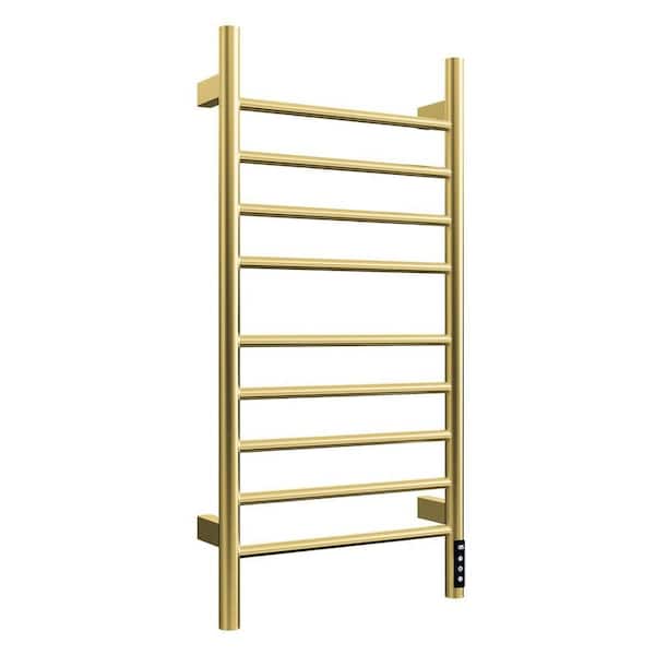 9-Bar Plug-In and Hardwire Towel Warmer in Brushed Gold