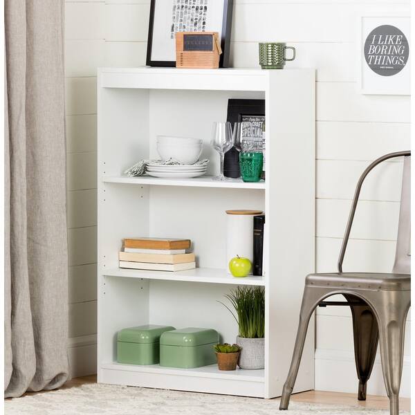 South Shore - Axess 3-Shelf Bookcase in Pure White