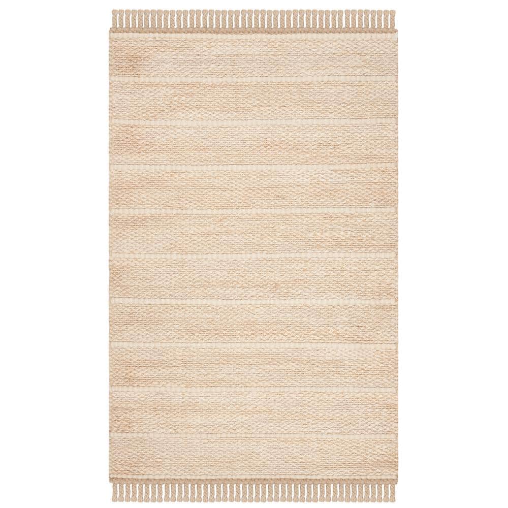 Ivory Handwoven Wool Flat Woven Area Rug 3' x 5'