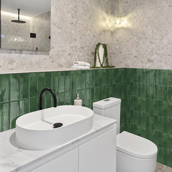 Lynzavix Green Peel and Stick Backsplash 12 in. x 12 in. Epoxy