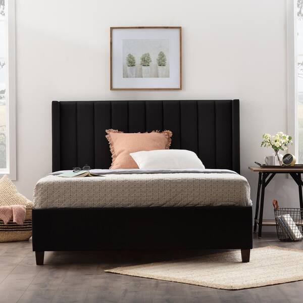 Brookside Adele Black Upholstered King, Black Upholstered King Bed With Storage