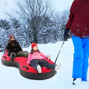80 in. 2-Person Inflatable Snow Tube for Sledding with Tire Pump & Tow Strap Red
