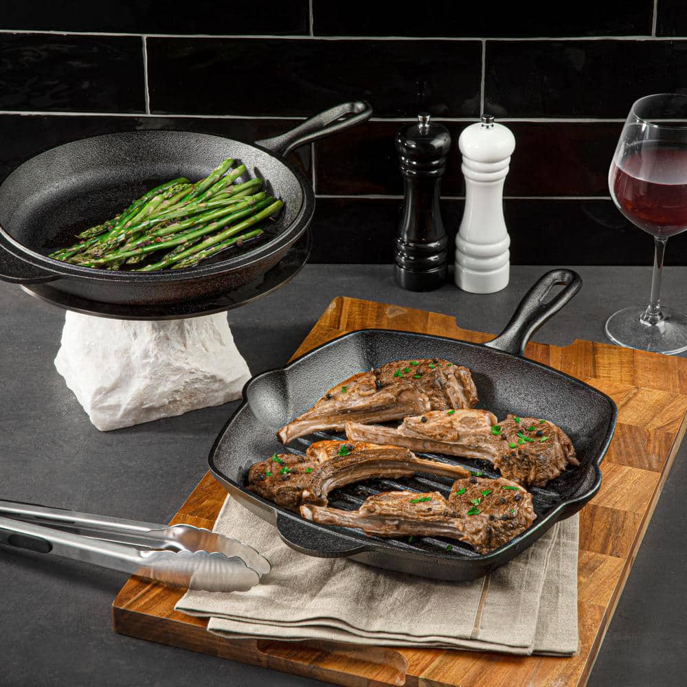 GraniteStone 10.25 inch Pre-Seasoned Cast Iron Square Grill Pan
