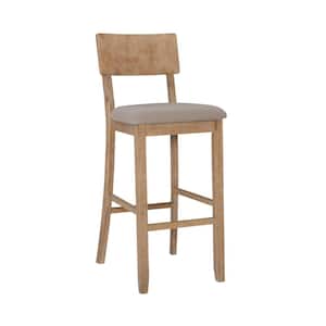 Rodman Greywash Barstool with Padded Grey Linen Cotton Seat