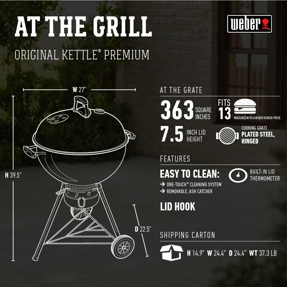 Weber 22-Inch Black Porcelain-Enamel Charcoal Grill