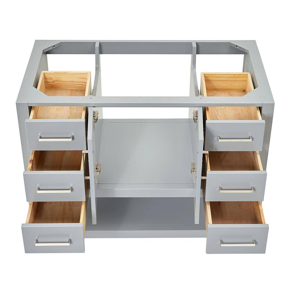 Gray Solid Wood 42'' Single Freestanding Bathroom Vanity Base