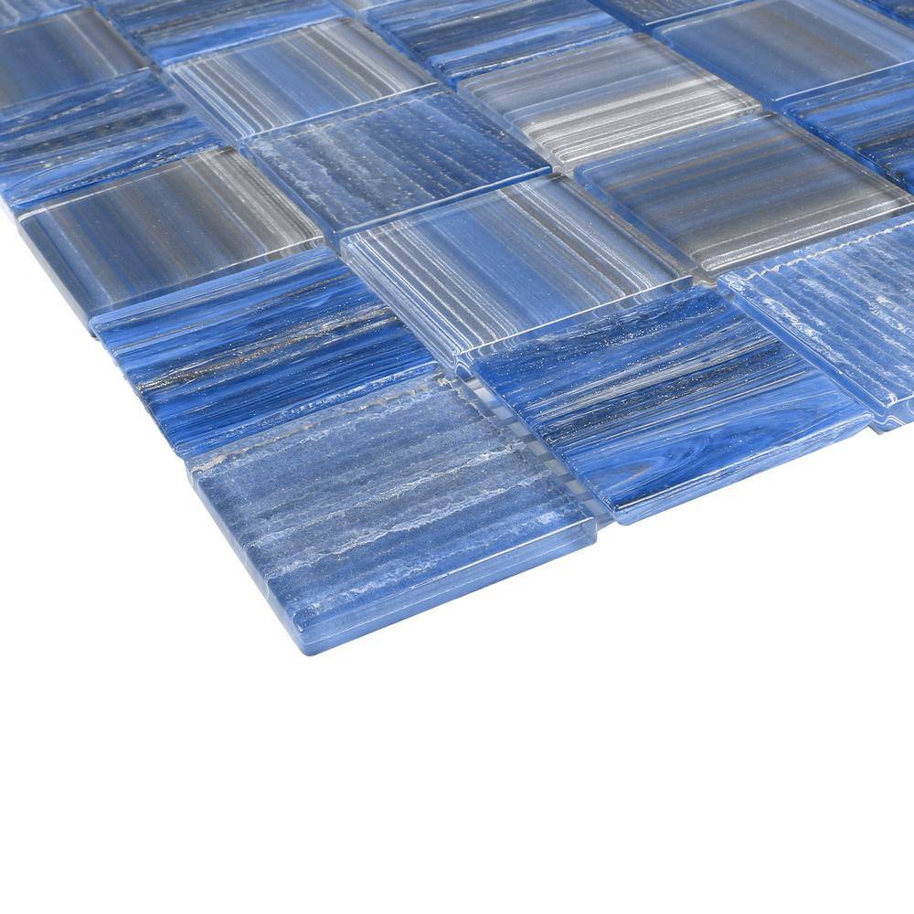 Toluca 12'' x 12'' Polished Blue Glass Mosaic Tile