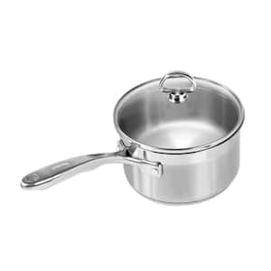 Induction 21 Steel 2 qt. Stainless Steel Sauce Pan in Brushed Stainless Steel with Glass Lid