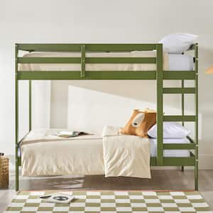 Olive Green Twin Over Twin Modern Wood Bunk Bed