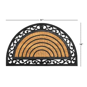 Natural 18 in. x 30 in. Rubber Coir Half-Round Irongate Doormat