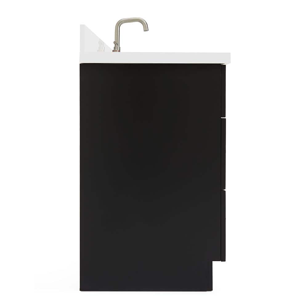 Hamlet 49" Black Wood Vanity with White Quartz Top