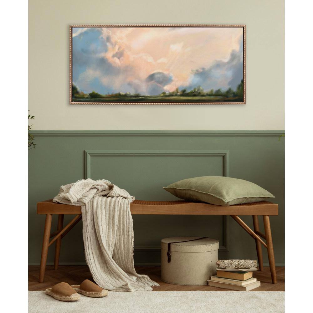 Sylvie Beaded Clouds Gold Framed Canvas Landscape Art