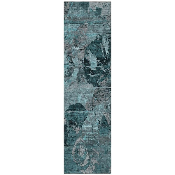 Chantille ACN555 Teal 2 ft. 3 in. x 7 ft. 6 in. Machine Washable Indoor/Outdoor Geometric Runner Rug