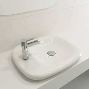 Fenice 21.75 in. Vessel Fireclay 1-Hole Bathroom Sink in White
