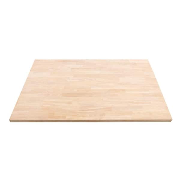 HARDWOOD REFLECTIONS 8 ft. L x 25 in. D x 1.5 in. T Unfinished Hevea Butcher Block Standard Countertop in Natural With Eased Edge
