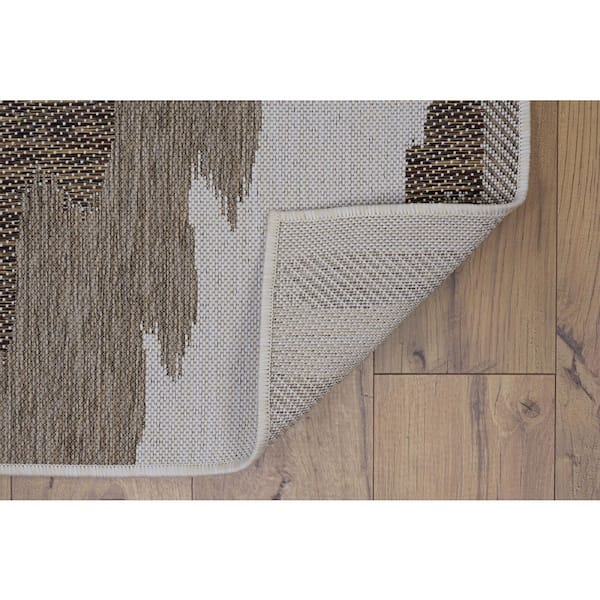 6.5 ft. x 9.5 ft. Beige Abstract Polypropylene Indoor/Outdoor Area Rug