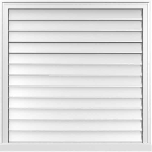Ekena Millwork 38 in. x 38 in. Vertical Surface Mount PVC Gable Vent: Decorative with Brickmould Sill Frame