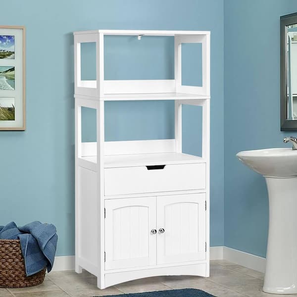 24.75 in. W x 7.5 in. D x 30.25 in. H Bathroom Storage Wall Cabinet in  White with 3 Storage Basket, Mirror, Doors, Shelf LN20233388 - The Home  Depot