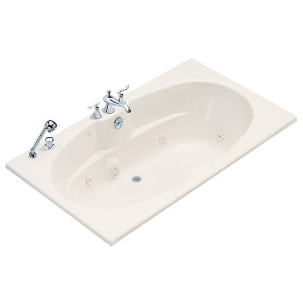 KOHLER ProFlex 6 ft. Acrylic Oval Drop-in Whirlpool Bathtub in Biscuit