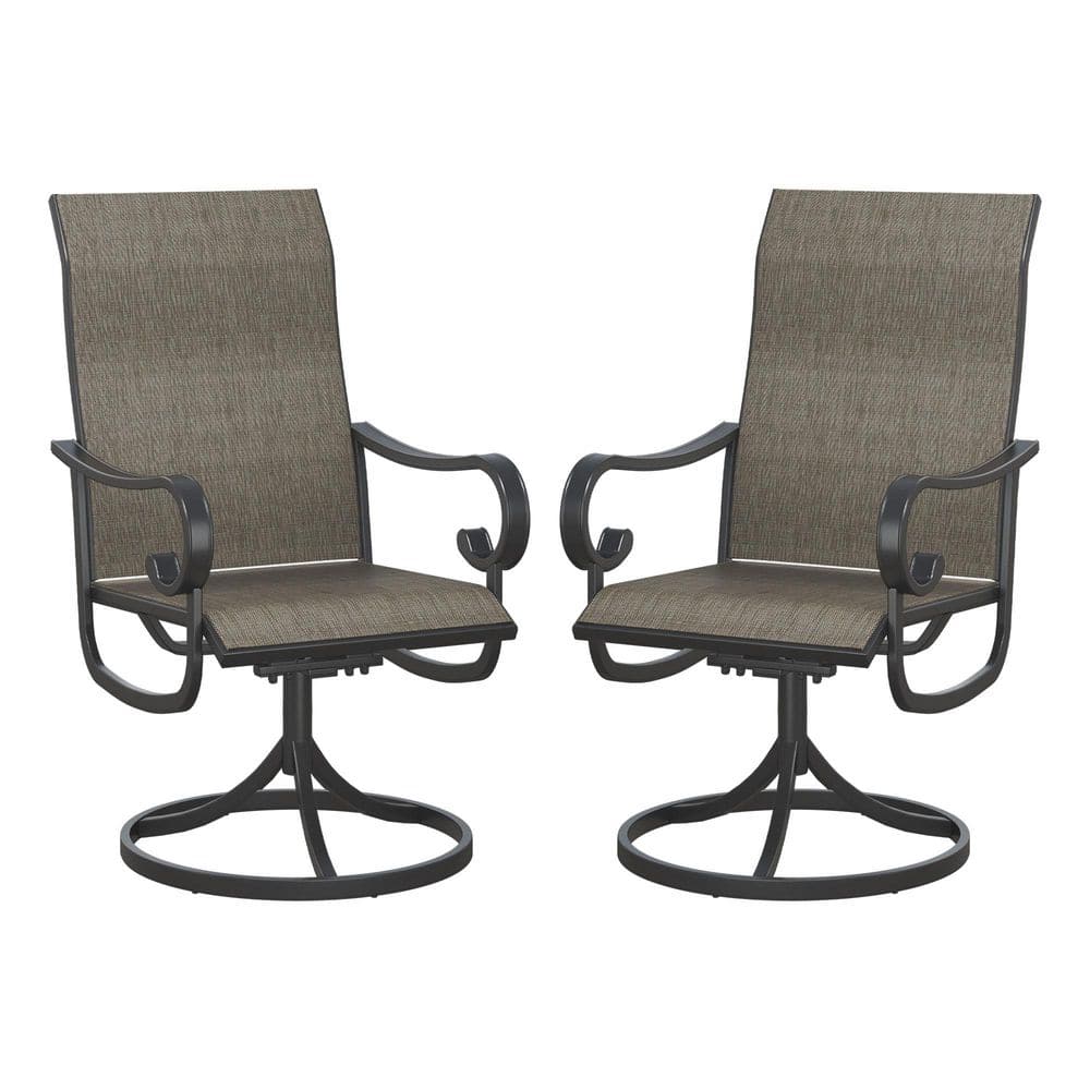 Brown Outdoor Swivel Dining Chairs Set with Textilene Mesh and High Back Set of 2 price history on PriceWatchPro
