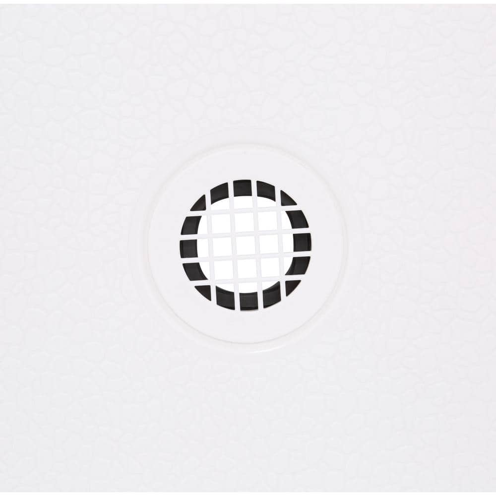 White Rectangular Single Threshold Shower Base with Center Drain