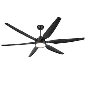 66 in. Indoor/Outdoor Black Low Profile Standard Ceiling Fan with 3-Color Temperature Integrated Led with Remote Control