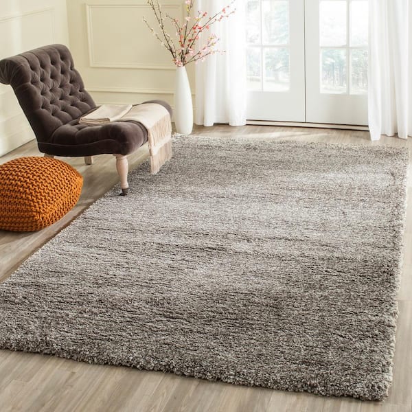 Milan Shag Gray 5 ft. x 5 ft. Solid Flokati Square Area Rug