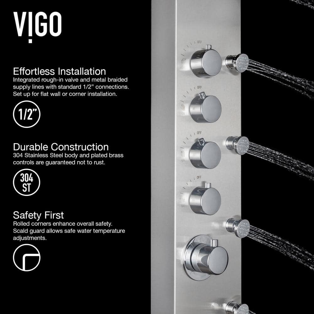 Stainless Steel 71" Shower Panel with 6 Jets and Hand Shower