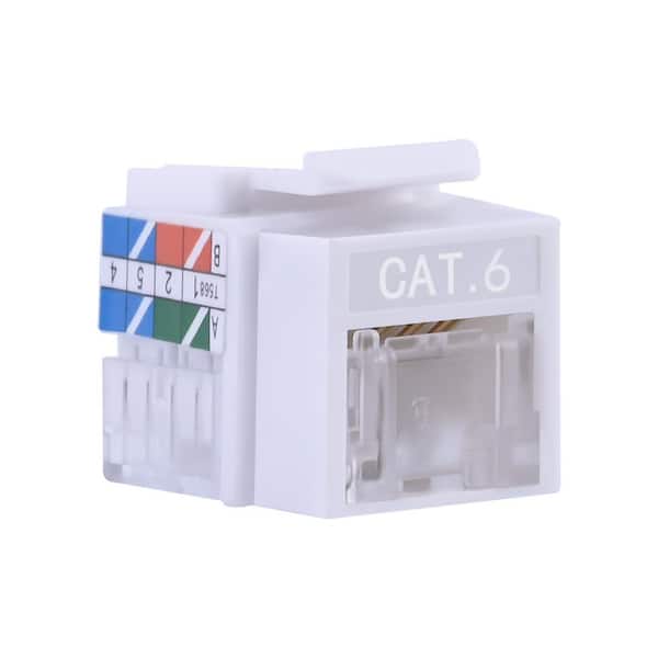 RJ45 Cat6 Unshielded Keystone Jack with Integrated Dust Cover (5-Pack)
