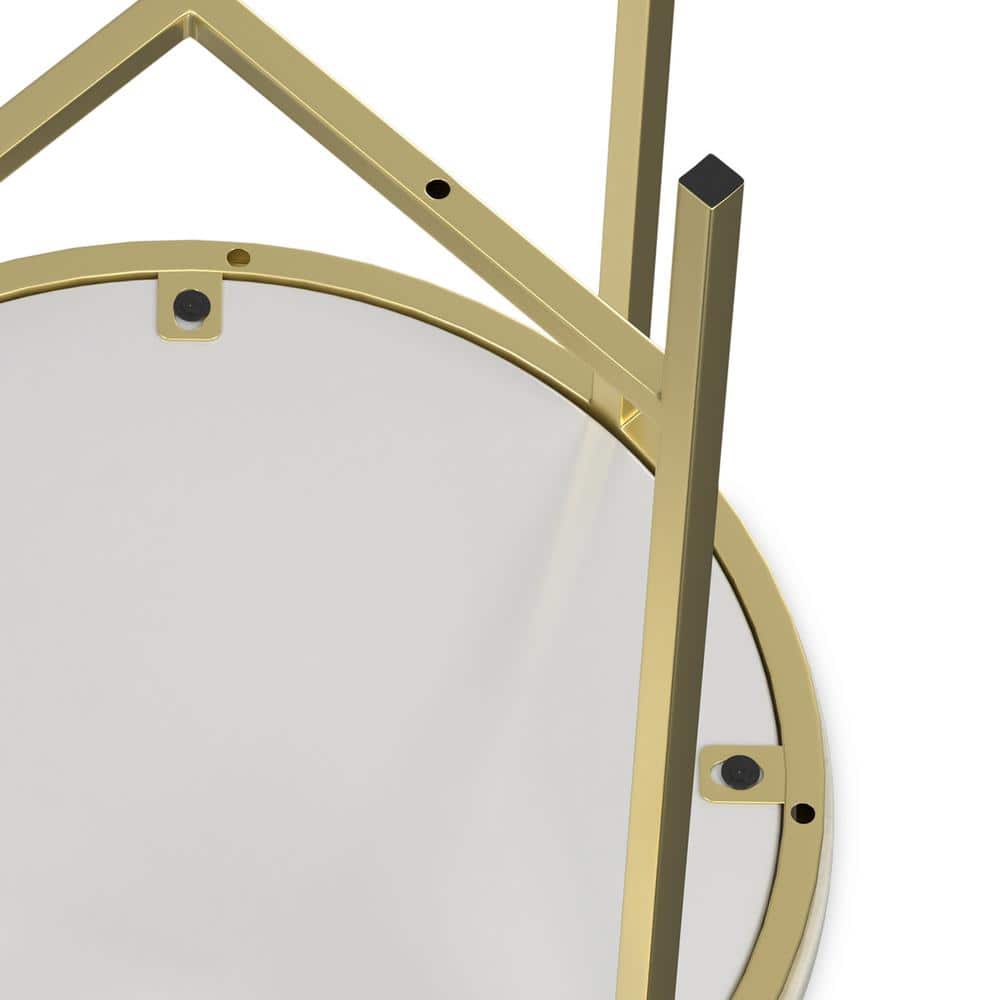 Gold Metal and White Marble Round Side Table, 16 inch