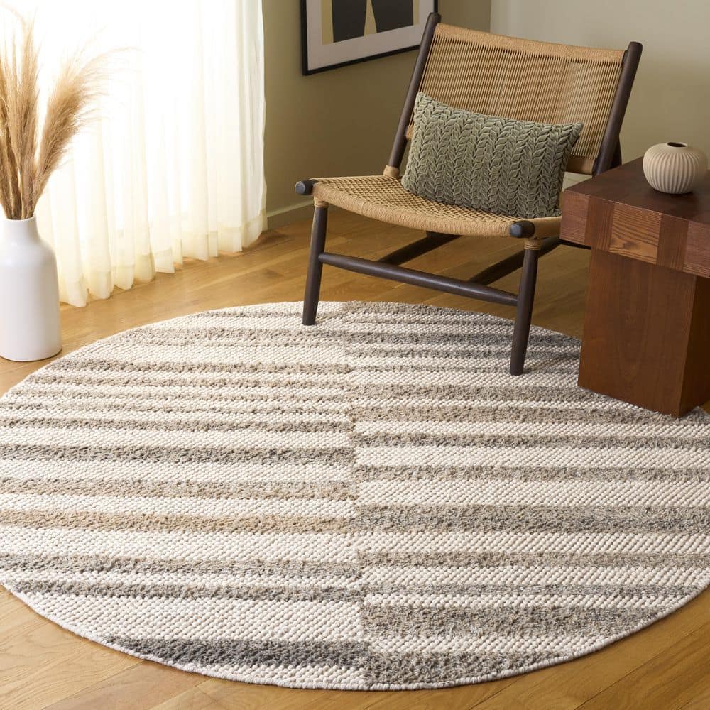 Natura 6 ft. x 6 ft. Round Taupe/Ivory Striped Solid Area Rug price history on PriceWatchPro