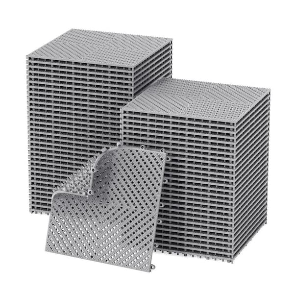 12 in. x 12 in. Interlocking Drainage Floor Tile Set, Anti-Slip PVC for Patio, Garage and Pool Areas(60-Pack)