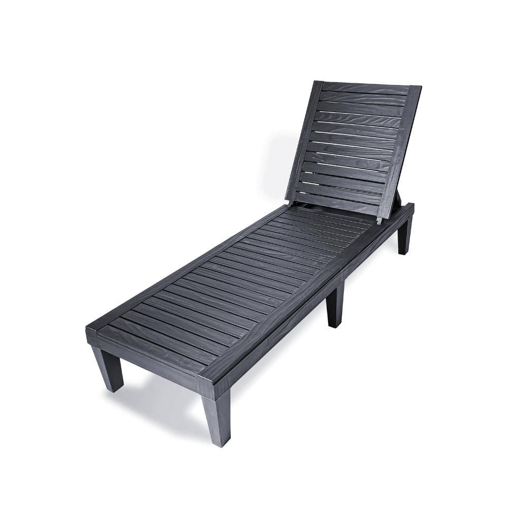 OSLO Black Composite Outdoor Reclining Chaise Lounger