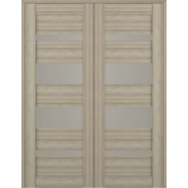 Belldinni Mirella 56" x 80" Both Active 4-Lite Frosted Glass Shambor Finished Wood Composite Double Prehung French Door